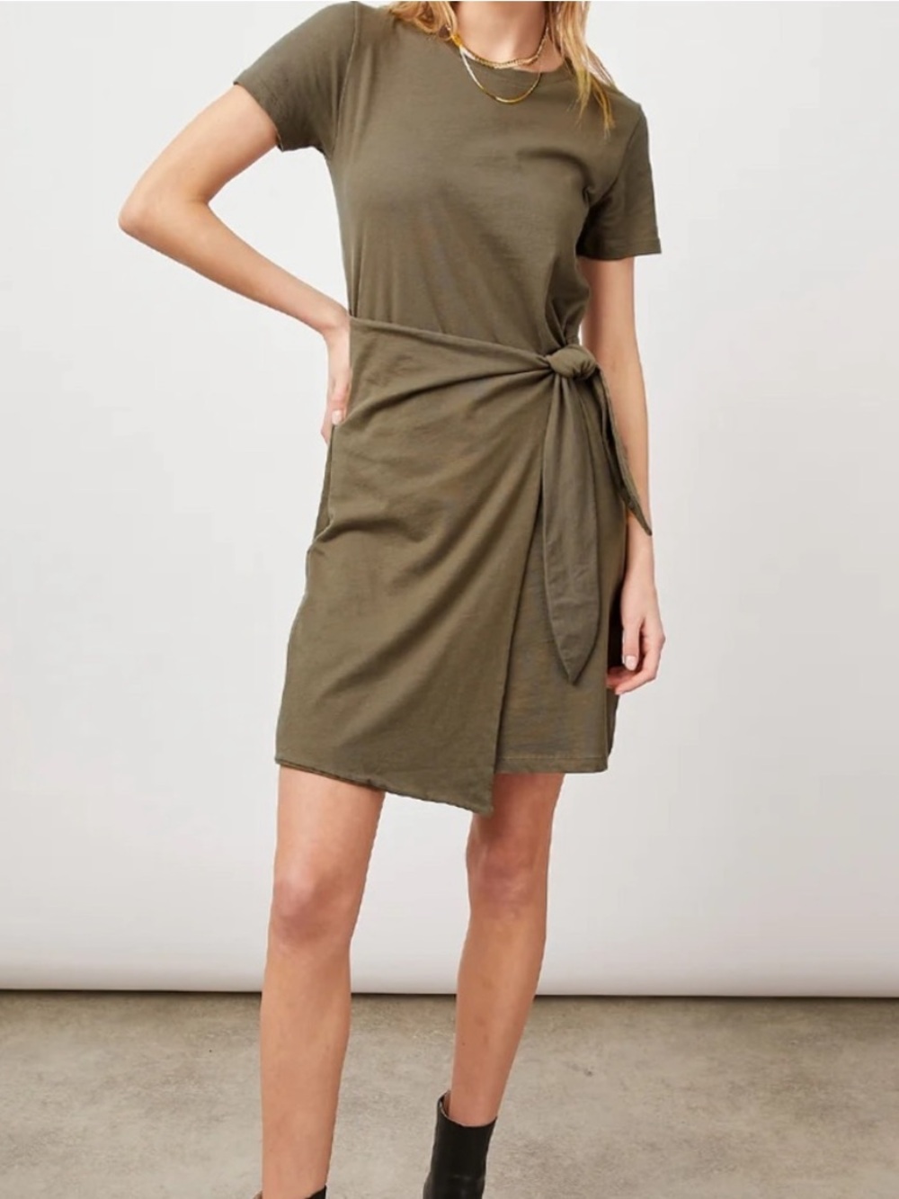 Rails Edie Brown Short-Sleeve Midi Tie-Waist Wrap Dress